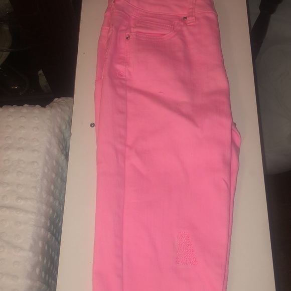 Justice Neon Pink Girls Jeans - Picture 7 of 13